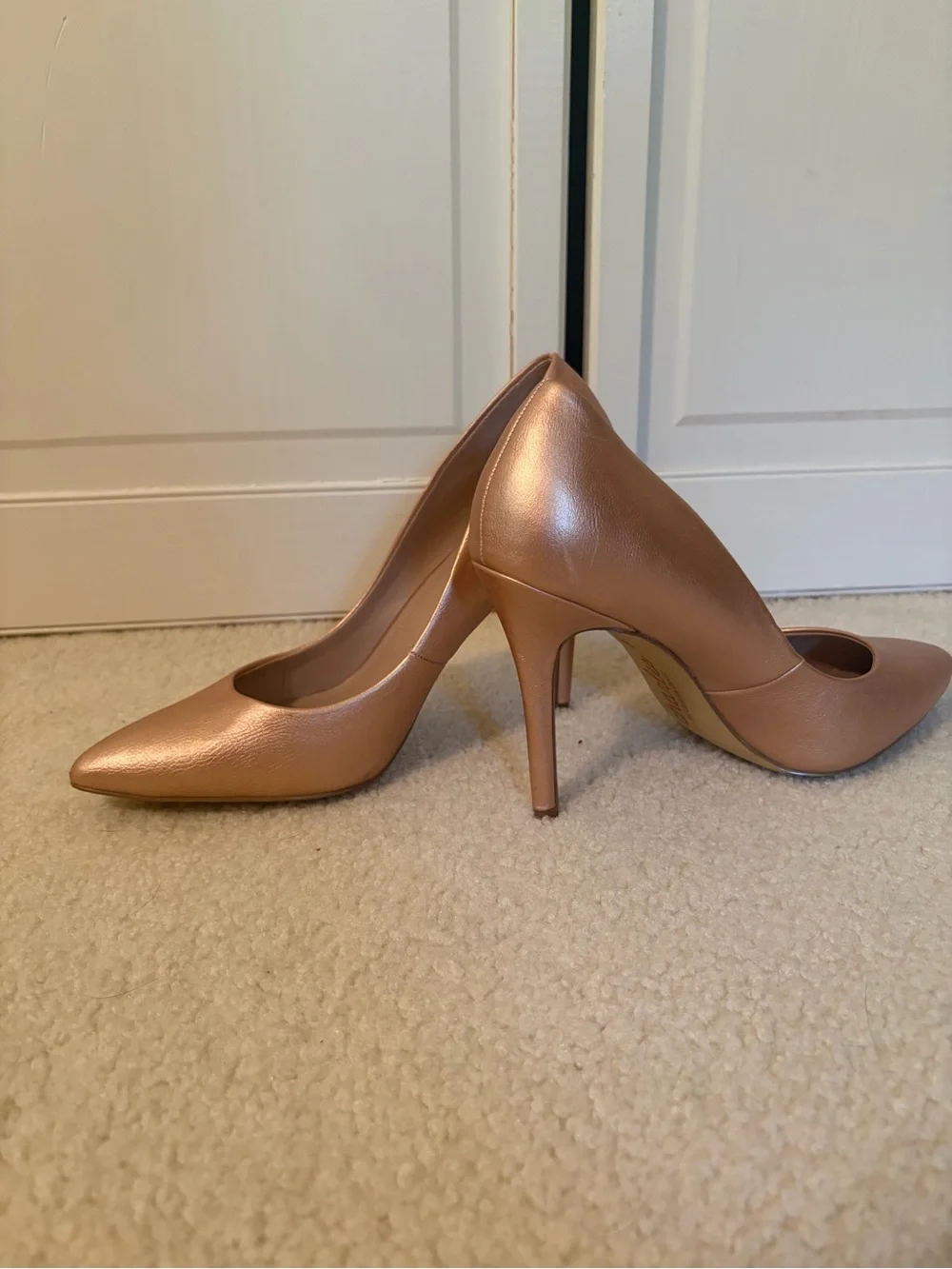 Charles David Metallic Rose Gold Pointed Toe Stilettos